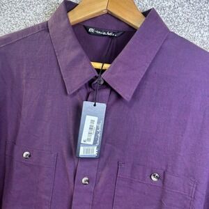 NWT Travis Mathew Shirt Mens XL Purple Solid Long Sleeve Cloud Flannel Button Up